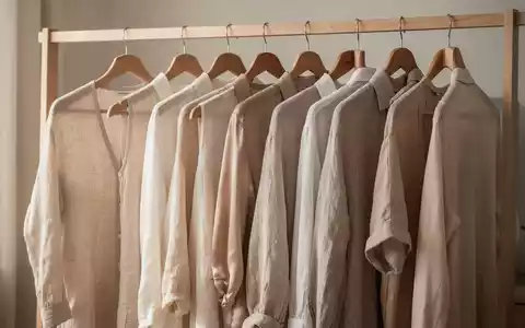 Minimalistisch gestaltete Garderobe mit hochwertigen Kleidungsstücken in neutralen Farben und natürlichen Materialien. - Foto: über boerse-global.de