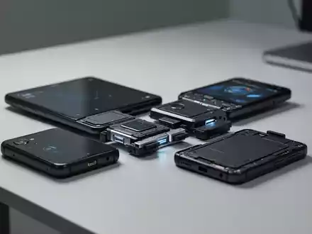Ein modulares Smartphone mit austauschbaren Hardware-Modulen liegt auf einem modernen Schreibtisch. - Foto: über boerse-global.de