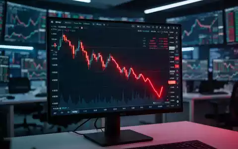 Ein fallender Kryptowährungs-Chart auf einem Monitor als Symbol für den Kursverlust eines digitalen Assets. - Foto: über boerse-global.de