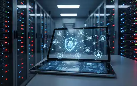 Digitale Darstellung von Cybersicherheit und Datenlecks in einem modernen Serverraum mit leuchtenden Netzwerkknoten. - Foto: über boerse-global.de