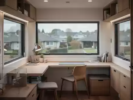 Innenansicht eines modernen Tiny Houses mit minimalistischem Design und begrenztem Wohnraum. - Foto: über boerse-global.de