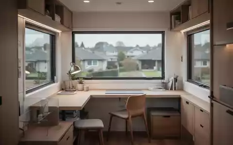 Innenansicht eines modernen Tiny Houses mit minimalistischem Design und begrenztem Wohnraum. - Foto: über boerse-global.de