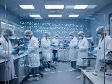 Moderne Laborumgebung mit digitaler Visualisierung biologischer Gensequenzen auf einem Bildschirm. - Foto: über boerse-global.de