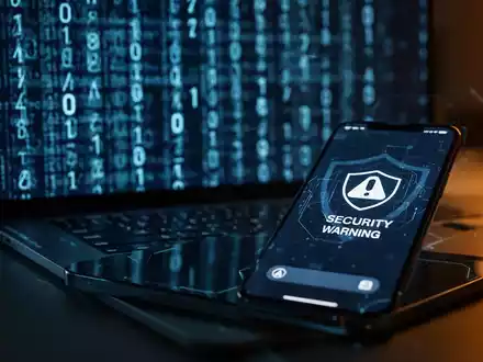 Laptop und Smartphone mit Sicherheitssymbolen als visuelle Darstellung von Cyberkriminalität und Phishing-Gefahren. - Foto: über boerse-global.de