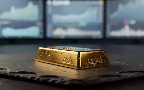 Ein glänzender Goldbarren auf einer dunklen Schieferplatte mit unscharfen Finanzdiagrammen im Hintergrund. - Foto: über boerse-global.de
