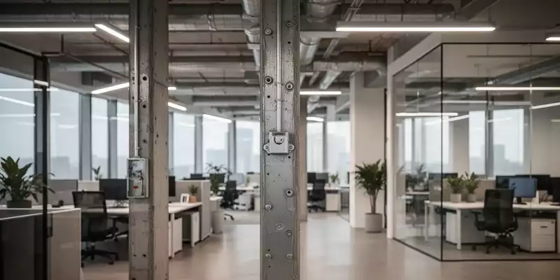 Blick in ein modernes Bürogebäude mit Fokus auf die Architektur und bauliche Strukturen. - Foto: über boerse-global.de