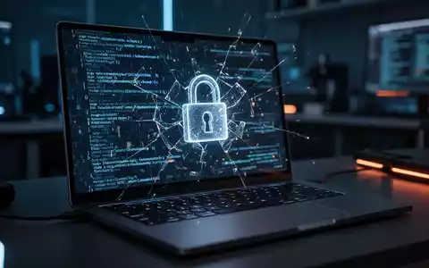 Ein abstraktes digitales Schloss auf einem Laptop-Bildschirm symbolisiert Sicherheitsrisiken bei der Passkey-Speicherung. - Foto: über boerse-global.de