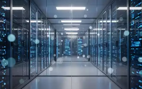 Moderne Server-Racks im Rechenzentrum mit blauem Licht, das Cloud-Computing-Wachstum und finanzielle Leistung symbolisiert. - Foto: über boerse-global.de
