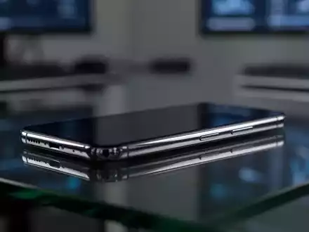 Ein modernes Smartphone auf einer dunklen Glasfläche in einem professionellen Büro. - Foto: über boerse-global.de