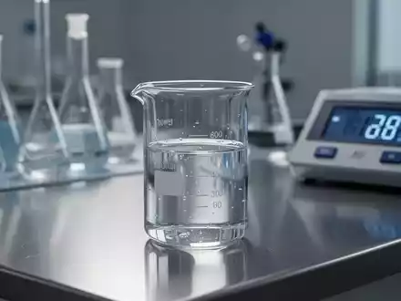 Ein Becherglas mit einer pharmazeutischen Lösung in einem modernen Labor, Fokus auf die chemische Stabilität und Lagerung. - Foto: über boerse-global.de