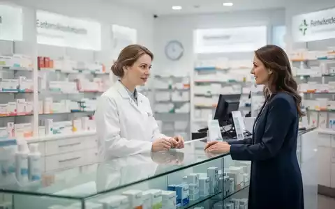 Ein Apotheker im Gespräch mit einem Patienten in einer modernen deutschen Apotheke. - Foto: über boerse-global.de