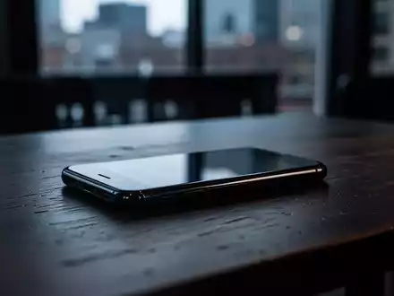 Ein Smartphone auf einem dunklen Holztisch in einer schummrigen Umgebung als Symbol für private Verkaufsrisiken. - Foto: über boerse-global.de