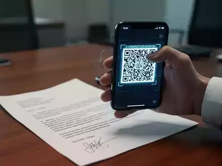 Ein Smartphone scannt einen verdächtigen QR-Code auf einem offiziellen Briefdokument als Warnung vor Betrugsmaschen. - Foto: über boerse-global.de