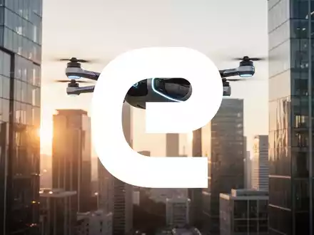 Futuristisches autonomes Luftfahrzeug über einer modernen Stadtlandschaft bei Sonnenuntergang. - Foto: über boerse-global.de