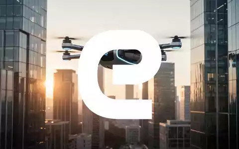 Futuristisches autonomes Luftfahrzeug über einer modernen Stadtlandschaft bei Sonnenuntergang. - Foto: über boerse-global.de