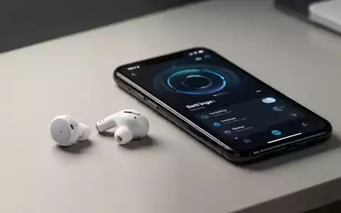 Weiße kabellose Ohrhörer neben einem Smartphone mit Einstellungen, das die Apple-Geräteverbindung darstellt. - Foto: über boerse-global.de