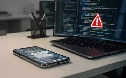 Smartphone und Laptop auf einem Büroschreibtisch, die die Bedrohung durch WhatsApp-Kontoübernahme und digitalen Betrug darstellen. - Foto: über boerse-global.de