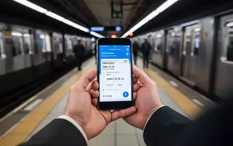 Eine Person hält ein iPhone mit digitalem Fahrschein in einem modernen Bahnhof. - Foto: über boerse-global.de