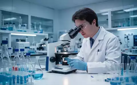 Wissenschaftler bei der Arbeit an einem Mikroskop in einem modernen medizinischen Labor. - Foto: über boerse-global.de