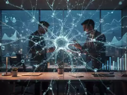 Abstrakte Darstellung neuronaler Netzwerke und digitaler Datenvisualisierungen in einem modernen, professionellen Umfeld. - Foto: über boerse-global.de