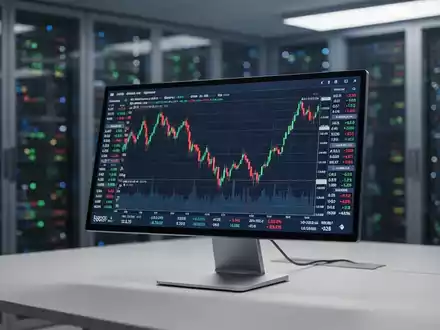 Ein fallender Aktienkurs-Graph auf einem digitalen Finanzmonitor in einem modernen Büro. - Foto: über boerse-global.de