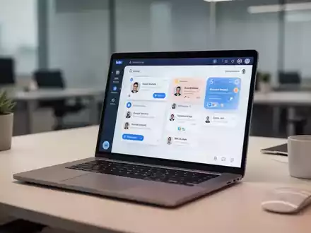 Ein Laptop-Bildschirm zeigt eine digitale Kommunikationsoberfläche in einem modernen Büro. - Foto: über boerse-global.de