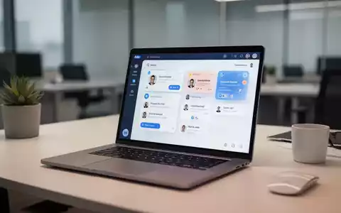 Ein Laptop-Bildschirm zeigt eine digitale Kommunikationsoberfläche in einem modernen Büro. - Foto: über boerse-global.de