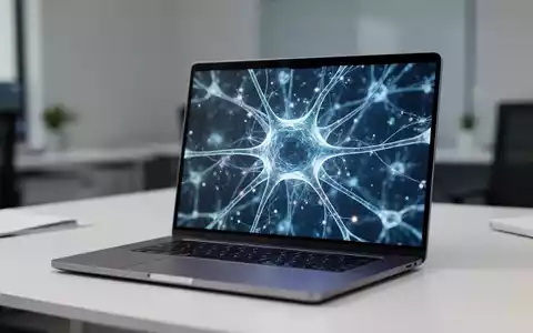 Leuchtende digitale neuronale Netzwerk-Visualisierung auf einem Laptop-Bildschirm, die fortschrittliche künstliche Intelligenz darstellt. - Foto: über boerse-global.de