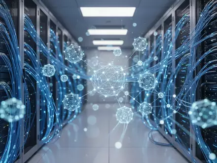 Leuchtende Glasfaserkabel und holografische Netzwerkknoten für Forschung zu Quantenverschlüsselung. - Foto: über boerse-global.de