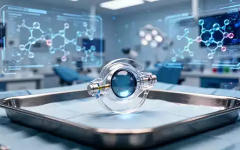 Ein medizinisches Implantat für die Augenheilkunde auf einem sterilen Instrumententisch in einem modernen Forschungslabor. - Foto: über boerse-global.de