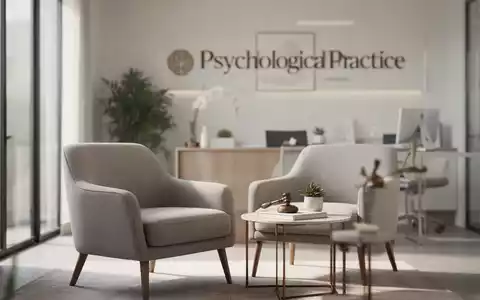 Modern eingerichtetes Sprechzimmer einer psychotherapeutischen Praxis mit einem Sessel vor unscharfem Hintergrund. - Foto: über boerse-global.de