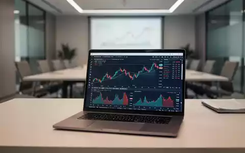 Moderner Arbeitsplatz mit Laptop, der Finanzdiagramme anzeigt, in einer professionellen Büroumgebung. - Foto: über boerse-global.de