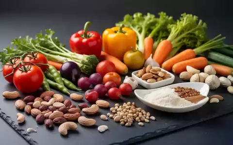 Gesunde, frische Lebensmittel wie Gemüse und Nüsse auf einem dunklen Hintergrund als Symbol für metabolische Ernährung. - Foto: über boerse-global.de