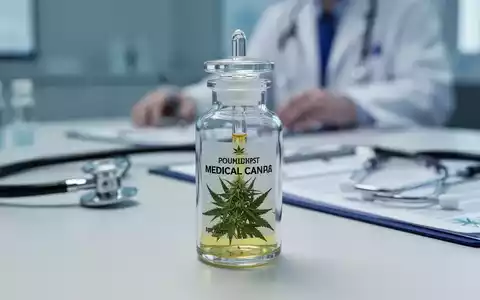 Ein Glasfläschchen mit medizinischem Cannabis-Extrakt in einer modernen Arztpraxis. - Foto: über boerse-global.de