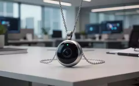 Ein modernes KI-Kamera-Wearable in Form eines Anhängers liegt auf einem Schreibtisch vor einem unscharfen Hintergrund. - Foto: über boerse-global.de