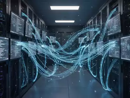 Digitale Datenströme und Serverraum-Infrastruktur als Symbol für eine großflächige Datenpanne im Gesundheitssektor. - Foto: über boerse-global.de