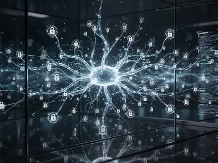 Abstraktes digitales neuronales Netzwerk auf dunklem Hintergrund zur Darstellung von KI-Sicherheitsmechanismen. - Foto: über boerse-global.de