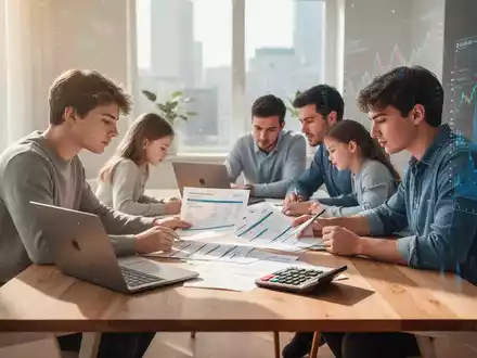 Eine junge Familie sitzt an einem modernen Tisch und betrachtet Finanzunterlagen, symbolisch für die Steuerreform. - Foto: über boerse-global.de