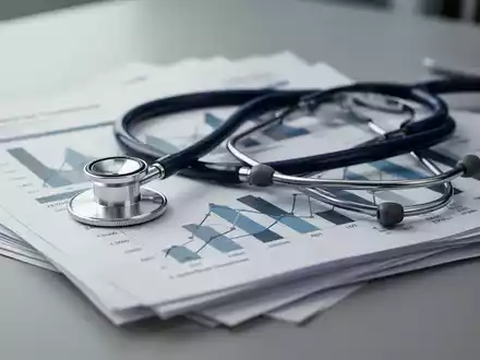 Stethoskop liegt auf Finanzunterlagen und Diagrammen zur gesetzlichen Krankenversicherung. - Foto: über boerse-global.de