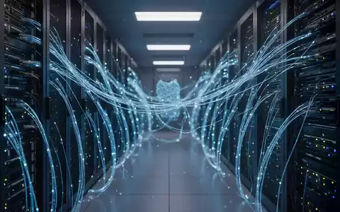 Modernes Rechenzentrum mit leuchtenden Glasfaserkabeln als Symbol für KI-Sicherheit und digitale Überwachung. - Foto: über boerse-global.de