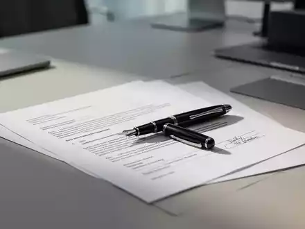 Ein Füllfederhalter liegt auf einem leeren juristischen Dokument auf einem modernen Schreibtisch. - Foto: über boerse-global.de