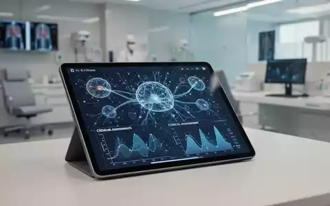 Ein Tablet mit klinischen Datenanalysen und neuronalen Netzwerk-Grafiken in einer modernen medizinischen Umgebung. - Foto: über boerse-global.de