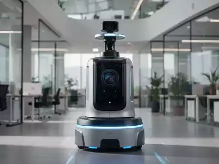 Ein fortschrittlicher autonomer Roboter navigiert durch eine moderne Büroumgebung, Fokus auf Sensortechnik. - Foto: über boerse-global.de