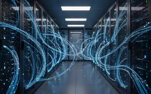 Abstraktes Bild von Servern und Datenströmen in einem modernen Rechenzentrum als Symbol für Cloud-Sicherheit. - Foto: über boerse-global.de