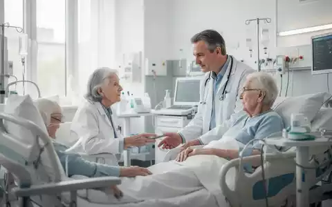 Ein Arzt im Gespräch mit einem älteren Patienten in einer modernen, hellen Klinik. - Foto: über boerse-global.de
