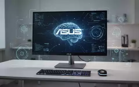 Moderner Arbeitsplatz mit einem ASUS-Monitor und digitaler Benutzeroberfläche für KI-gesteuerte Monitor-Einstellungen. - Foto: über boerse-global.de