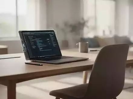 Ein moderner, aufgeräumter Homeoffice-Arbeitsplatz mit Laptop auf einem Schreibtisch in einer hellen Wohnung. - Foto: über boerse-global.de