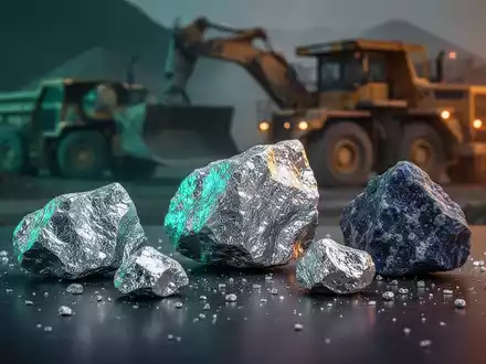 Rohe Lithium-Mineralproben auf einem dunklen, industriellen Untergrund. - Foto: über boerse-global.de