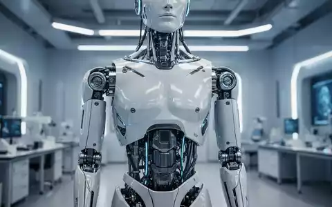Ein hochmoderner humanoider Roboter in einem technologisch fortschrittlichen Labor vor einem unscharfen Hintergrund. - Foto: über boerse-global.de