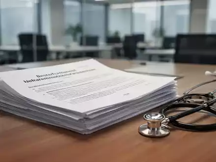 Ein Stethoskop liegt auf juristischen Dokumenten auf einem Schreibtisch, symbolisch für die Gesundheitsreform. - Foto: über boerse-global.de